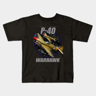 Curtiss P-40 Warhawk  USAF WW2 Fighter Aircraft Kids T-Shirt